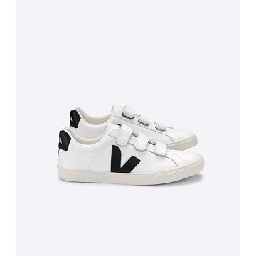 Veja 3-LOCK LEATHER Joggesko Dame White/Black | NO 610QMA